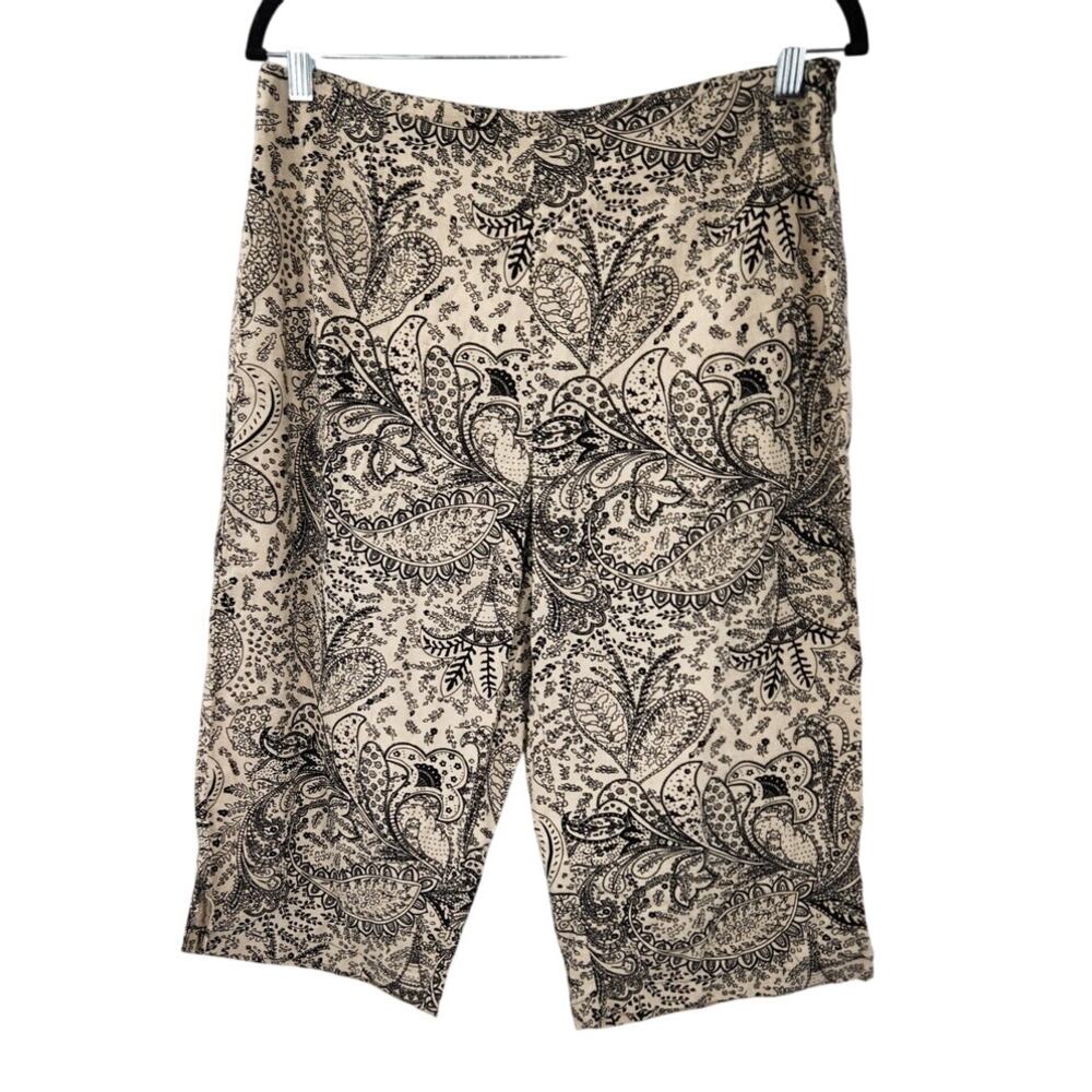 FIRST OPTION Floral Paisley Print Linen Blend Shorts Womens Size 12